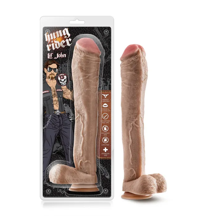 Blush Dildos Hung Rider By Blush Lil John Realistic Beige 13Inch Long Dildo With Balls Suction Cup Base