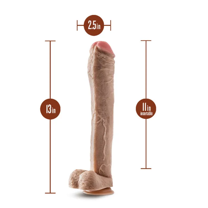 Blush Dildos Hung Rider By Blush Lil John Realistic Beige 13Inch Long Dildo With Balls Suction Cup Base