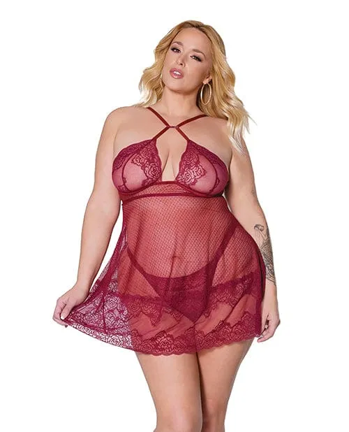 Coquette International Male Sex Toys Holiday Soft Underwire Babydoll Thong Merlot XL XXL Coquette International Male Sex Toys Holiday Soft Underwire Babydoll Thong Merlot XL XXL