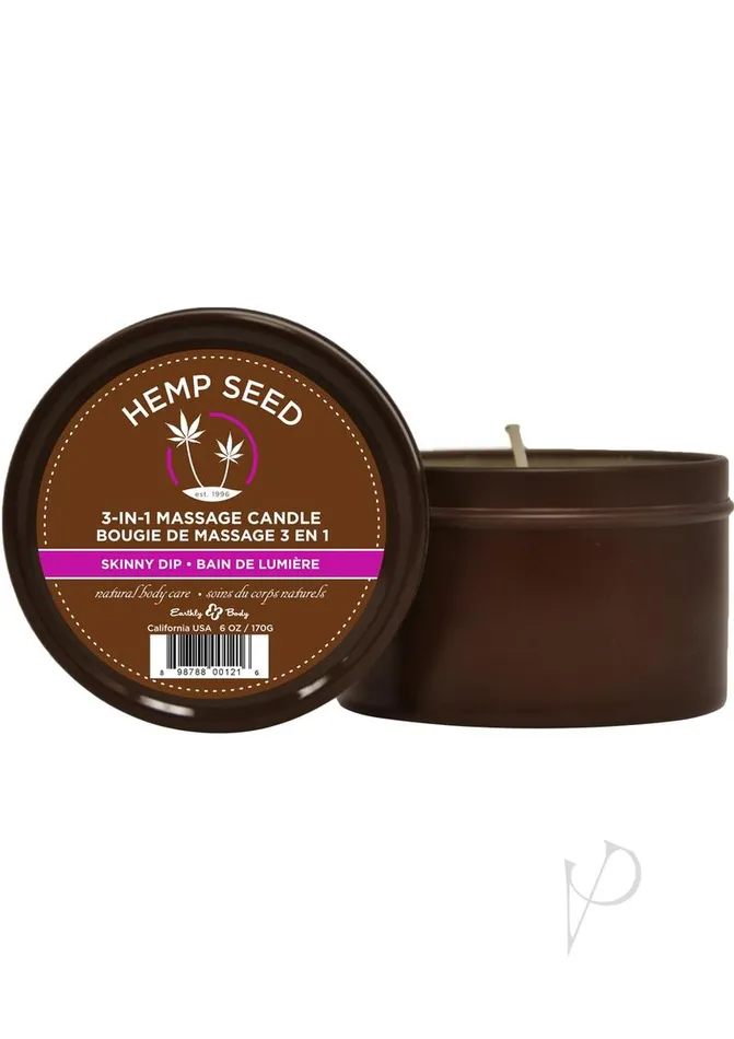 Couples Round Massage Candle Skinny Dip Hemp Seed Body Care