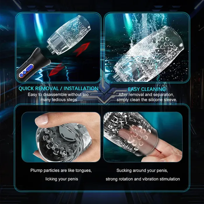 Male Sex Toys Lurevibe Gawk Gawk 3000 PRO Male Rose Thrusting Rotating And Vibrating Oral Sex Masturbation Cup Lurevibe