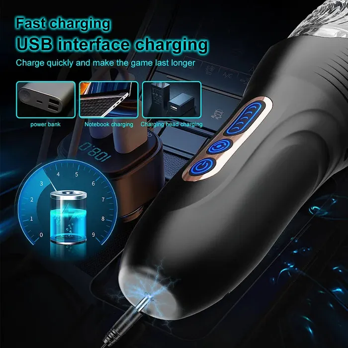 Male Sex Toys Lurevibe Gawk Gawk 3000 PRO Male Rose Thrusting Rotating And Vibrating Oral Sex Masturbation Cup Lurevibe