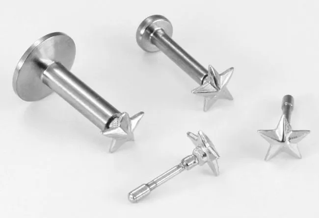 Anal Painful Pleasures 18g 16g or 14g Steel Push Pop Threadless 14kt White Gold Prong 3D Star Price Per 1 Anal Painful Pleasures 18g 16g or 14g Steel Push Pop Threadless 14kt White Gold Prong 3D Star Price Per 1