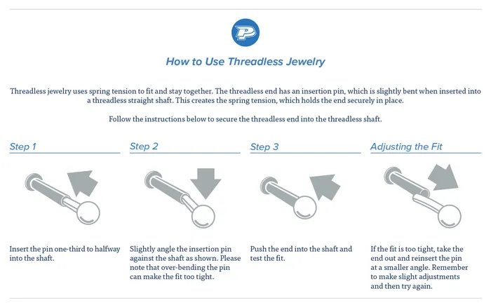 Anal Painful Pleasures 18g 16g or 14g Steel Push Pop Threadless 14kt White Gold Prong 3D Star Price Per 1