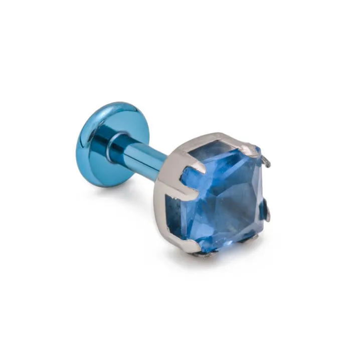 Anal Tilum 14g12g Internally Threaded Titanium Corner ProngSet Square Jewel Top 5mm Price Per 1 Tilum