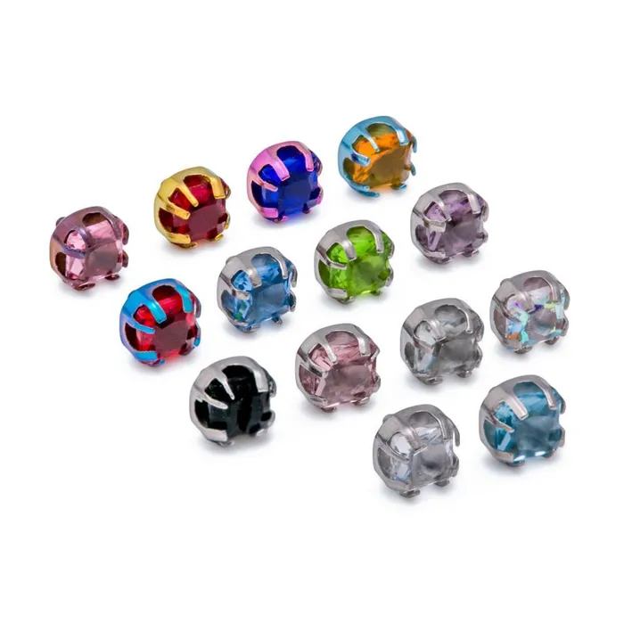 Anal Tilum 14g12g Internally Threaded Titanium Corner ProngSet Square Jewel Top 5mm Price Per 1 Tilum