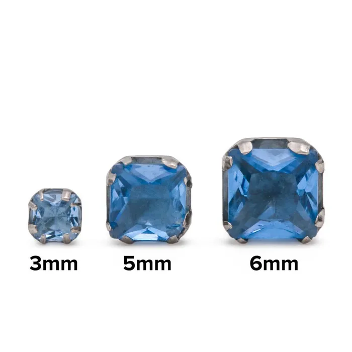 Anal Tilum 14g12g Internally Threaded Titanium Corner ProngSet Square Jewel Top 5mm Price Per 1 Tilum