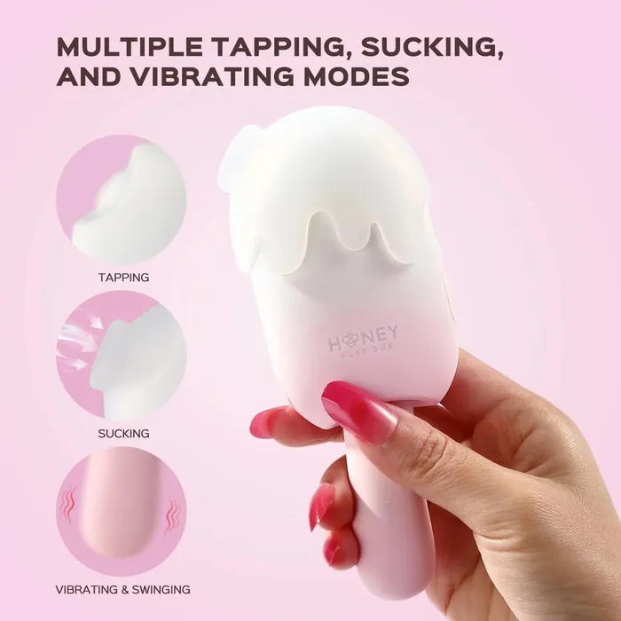Bite Me Cream Pop Stimulator Tapping Sucking Vibrating Swinging Teasing Honey Play Box Vibrators
