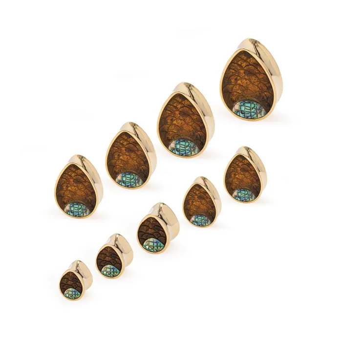 Elementals Organics Anal Gold PlatedDouble FlaredDragon EggPlug Price Per 2