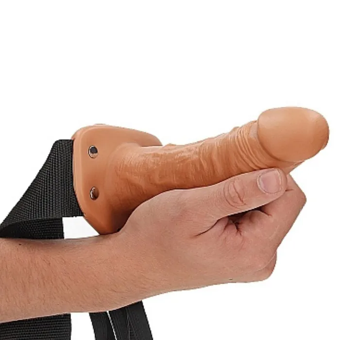 Female Sex Toys Shots Realrock 6 Inch Hollow Dildo Strapon Harness Caramel