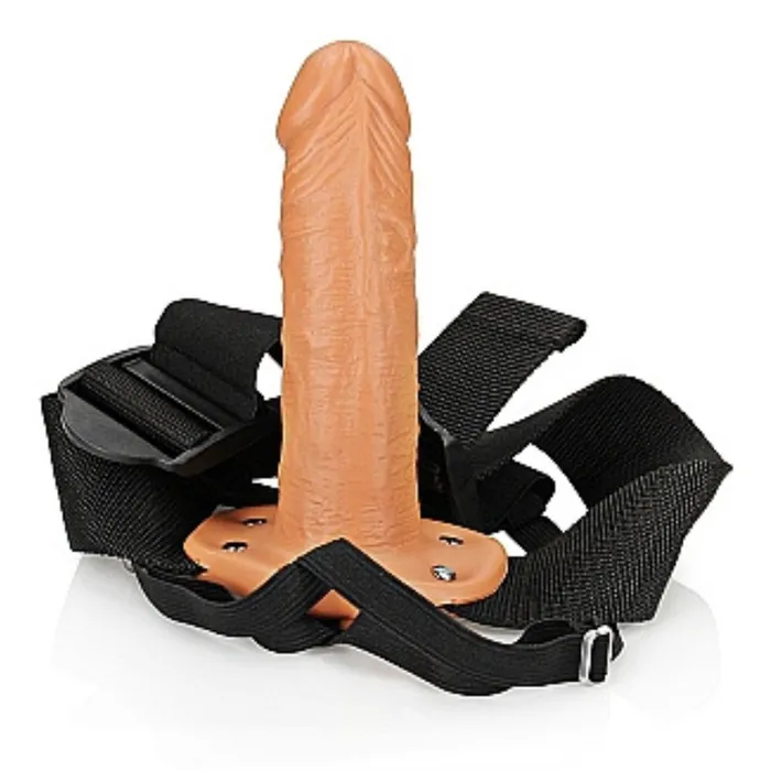 Female Sex Toys Shots Realrock 6 Inch Hollow Dildo Strapon Harness Caramel