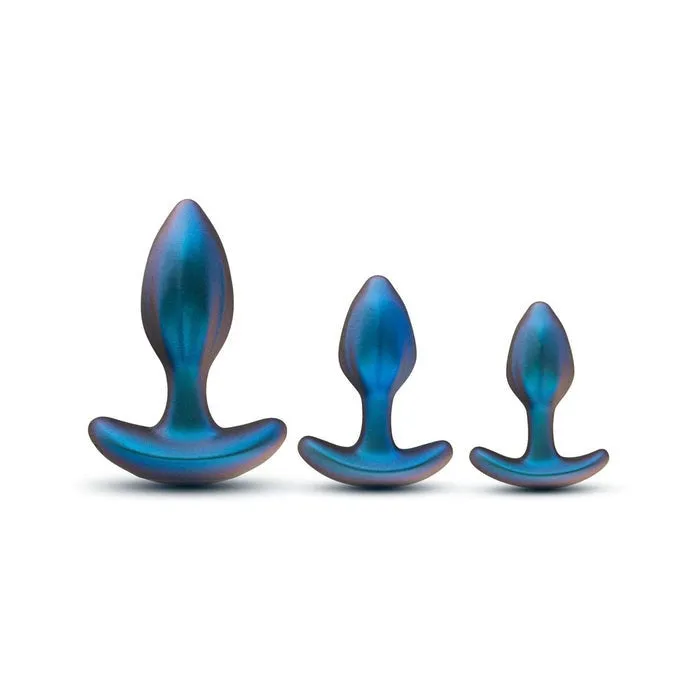 Male Sex Toys Cosmos 3 Piece Silicone Anal Training Plug Kit with Remote Control Blush