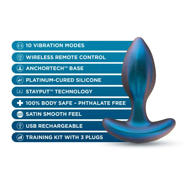 Male Sex Toys Cosmos 3 Piece Silicone Anal Training Plug Kit with Remote Control Blush