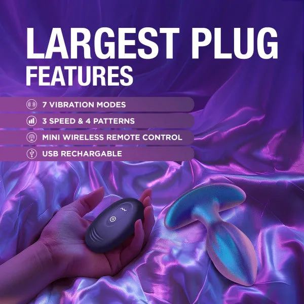 Male Sex Toys Cosmos 3 Piece Silicone Anal Training Plug Kit with Remote Control Blush