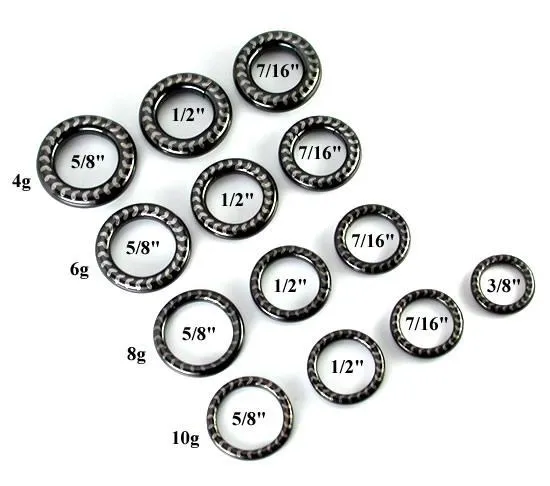 Painful Pleasures Anal 10g4g Black TitaniumCoated Stainless Steel Segment Ring Arrow Laser