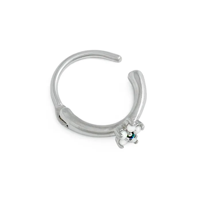 Painful Pleasures Male Sex Toys 18g 38 Opal Blossom Rhodium Plated Clicker Ring Price Per 1