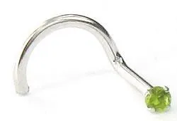 Tilum 20g 14kt White Gold 15mm CZPeridot Jewel Nose SCREW Tilum Vibrators