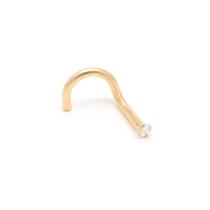 Tilum Anal Tilum 18g Yellow Gold Crystal Jewel Nose Screw