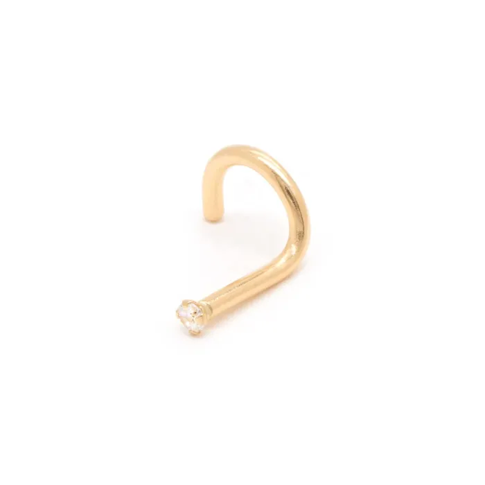 Tilum Anal Tilum 18g Yellow Gold Crystal Jewel Nose Screw