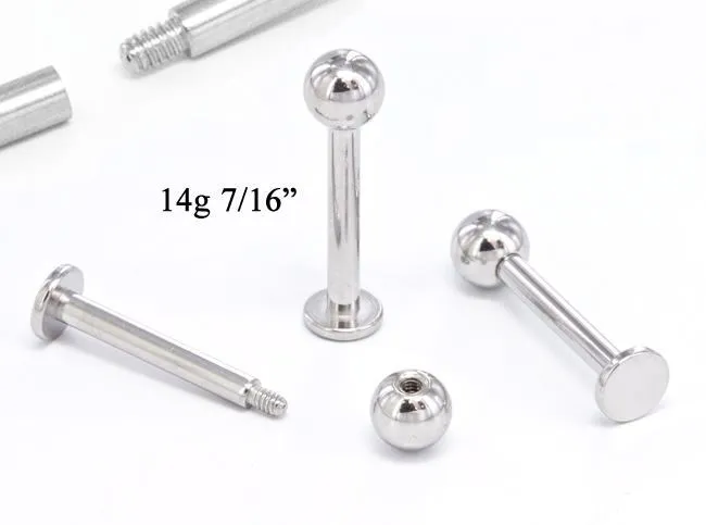 Vibrators Painful Pleasures 14g EZ Piercing Labret Stud OneStepDownThreaded Labret