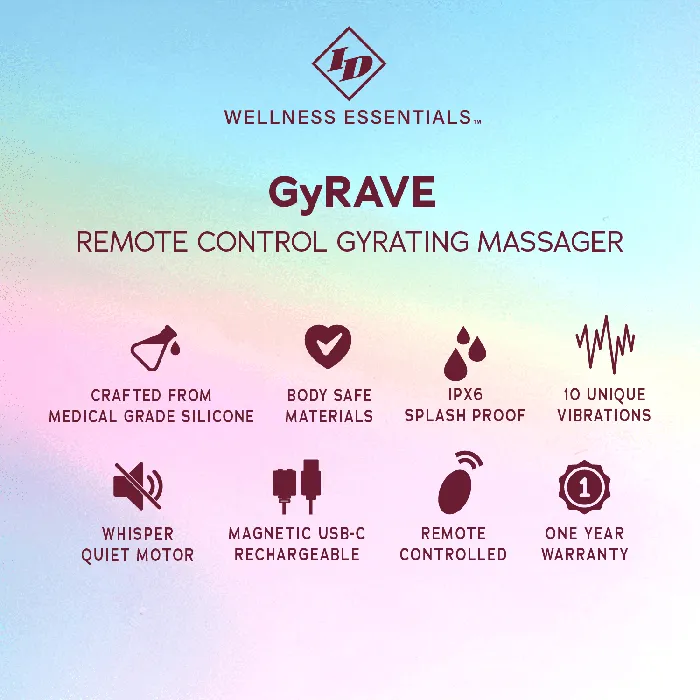 Westridge Laboratories Inc Female Sex Toys ID Wellness Essentials GyRave Remote Control Gyrating Massager