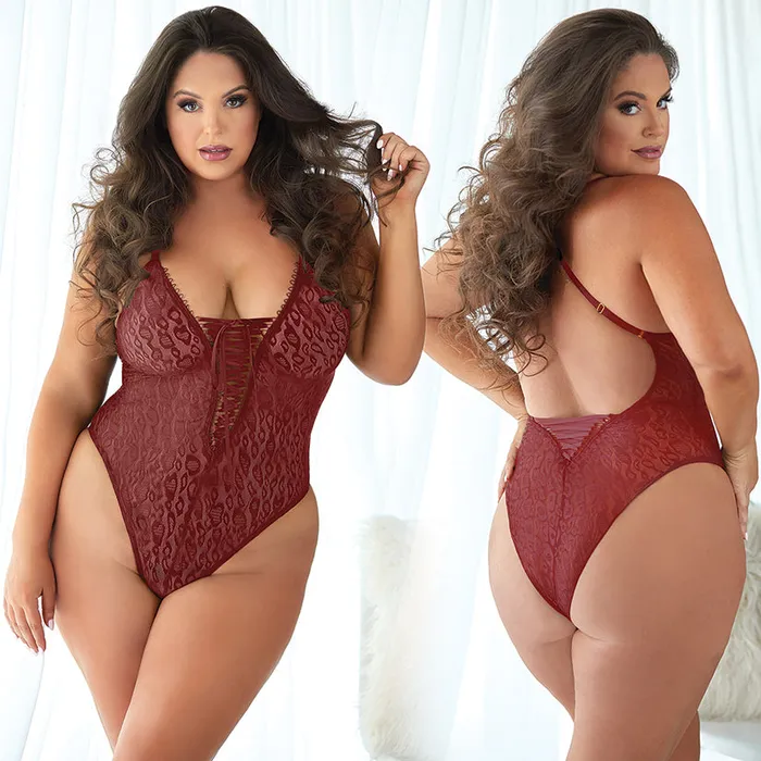 Allure Leopard Lace Up TeddyBurgundy 1X2X Fairvillacom Couples