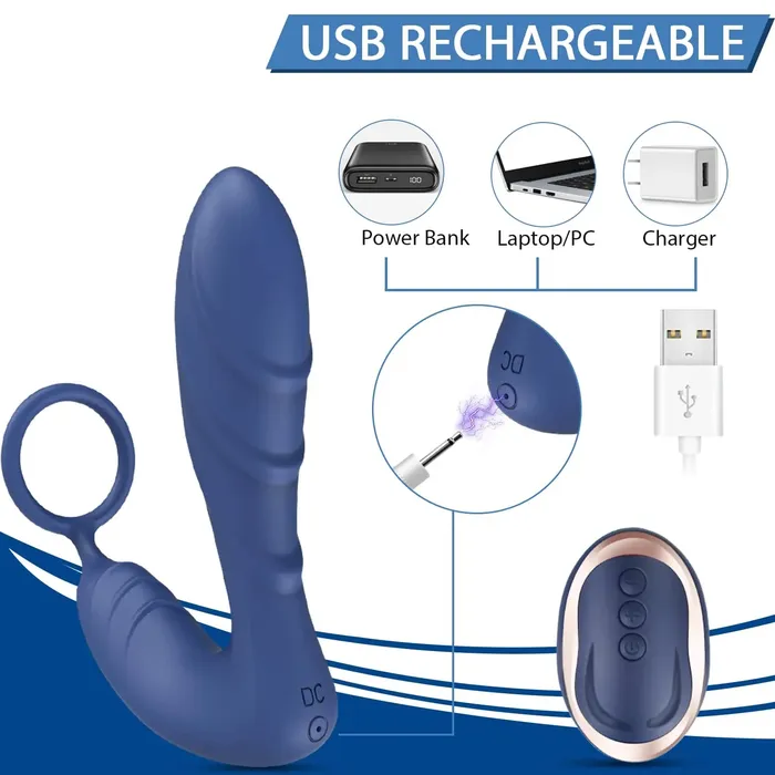 Amovibe Male Sex Toys Cock Ring Prostate Massager Delay Ejaculation Silicone Toy