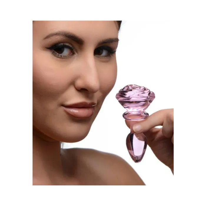 Anal Fairvillacom Booty Sparks Pink Rose Glass Anal Plug Small