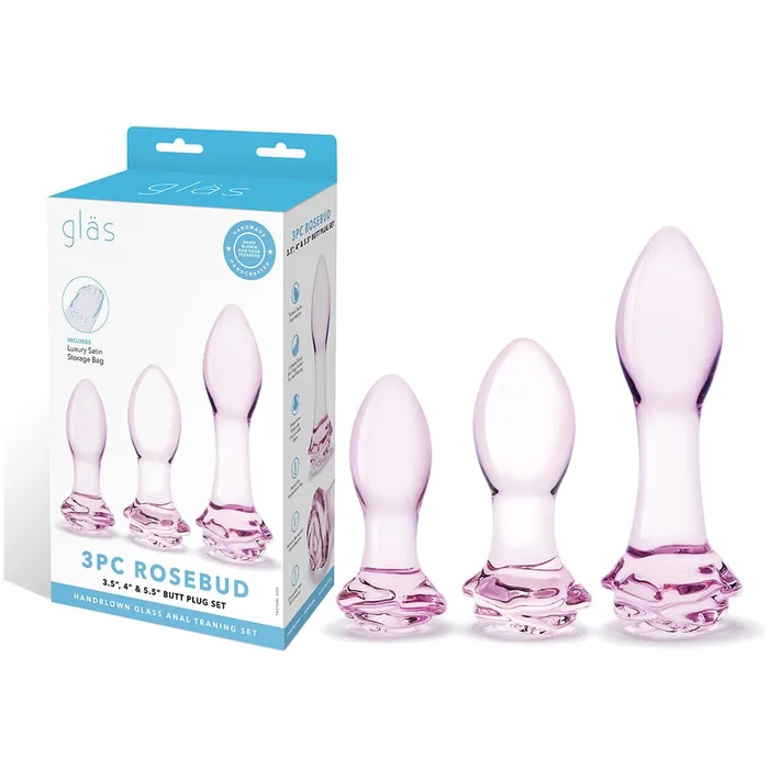 Anal Fairvillacom Glas 3Pc Rosebud Butt Plug Set