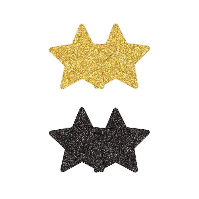 Anal Fairvillacom Pretty Pasties Glitter Stars BlackGold 2 Pair
