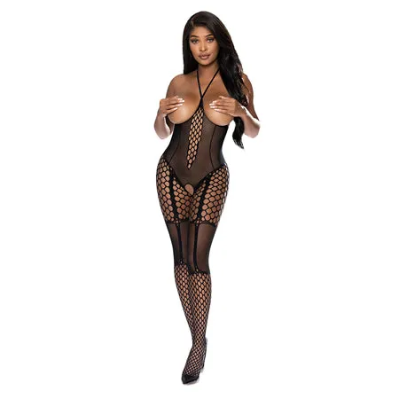 Anal Magic Silk Seamless Cupless Crotchless Catsuit Black OS Fairvillacom