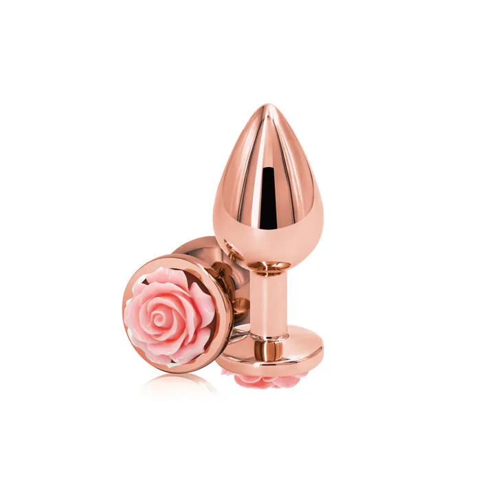 Anal Rear Assets Rose Medium 89 cm Metal Butt Plug with Pink Rose Base ShhhWndsr
