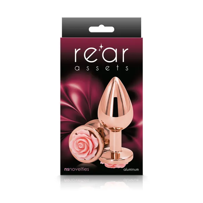 Anal Rear Assets Rose Medium 89 cm Metal Butt Plug with Pink Rose Base ShhhWndsr