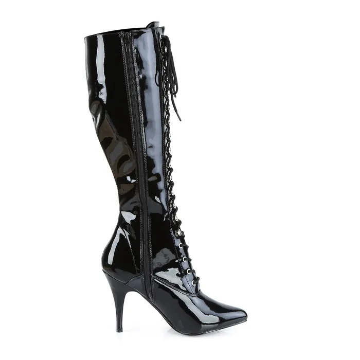 Anal ShhhEFW Vanity 2020 Knee high boot with 4 inch heel Black Patent