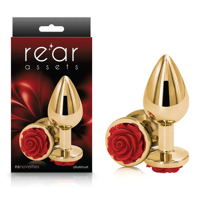 Anal ShhhWndsr Rear Assets Butt Plug with Rose Insert Gold Medium