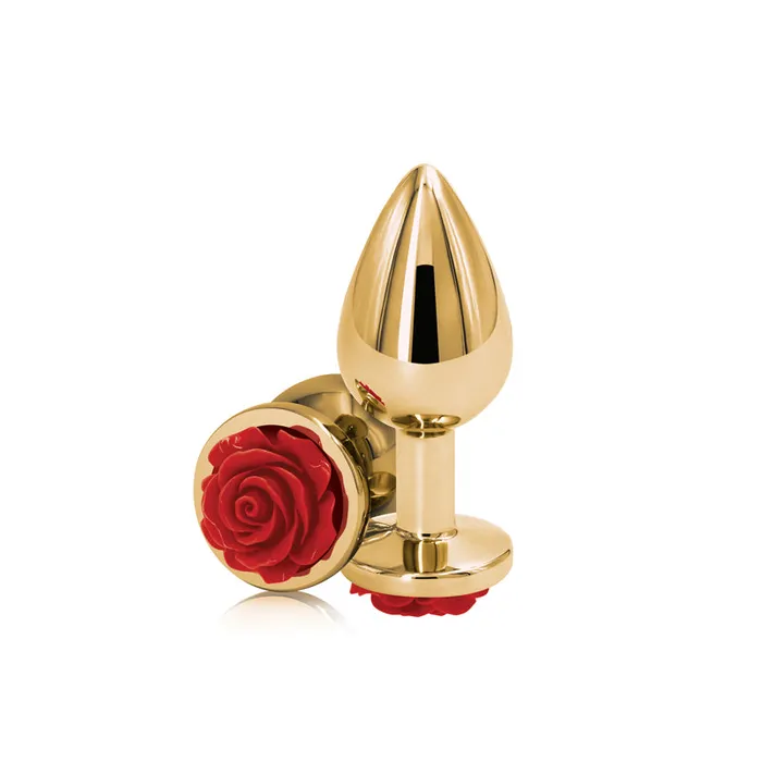 Anal ShhhWndsr Rear Assets Butt Plug with Rose Insert Gold Medium