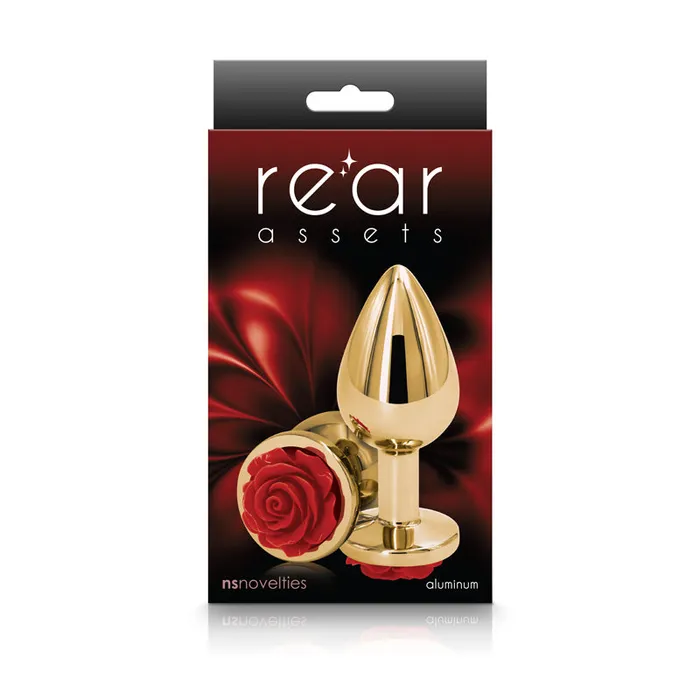 Anal ShhhWndsr Rear Assets Butt Plug with Rose Insert Gold Medium