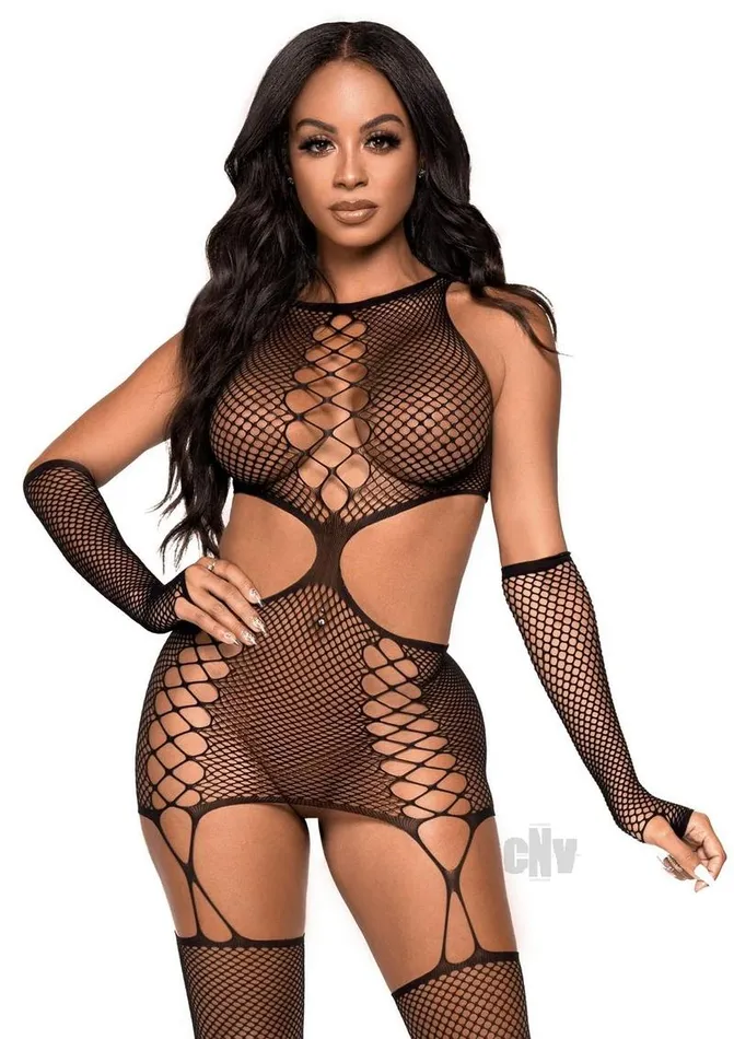 Bodystockings Playsuits Fairvillacom 2 Pc Net Garter Dress With Attached Stockings and Matching Gloves One Size Black Bodystockings Playsuits Fairvillacom 2 Pc Net Garter Dress With Attached Stockings and Matching Gloves One Size Black