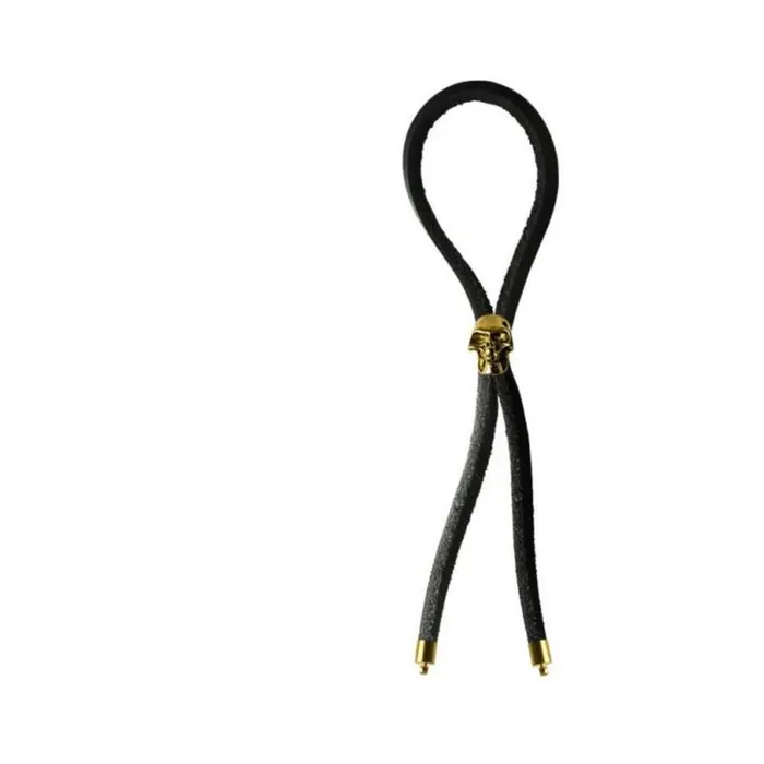 CRING LASSO GOLD SKULL BEAD LEATHER STRAP BLACK Fairvillacom Anal