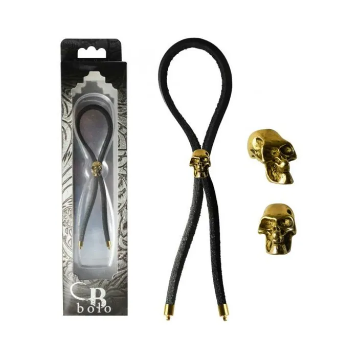CRING LASSO GOLD SKULL BEAD LEATHER STRAP BLACK Fairvillacom Anal