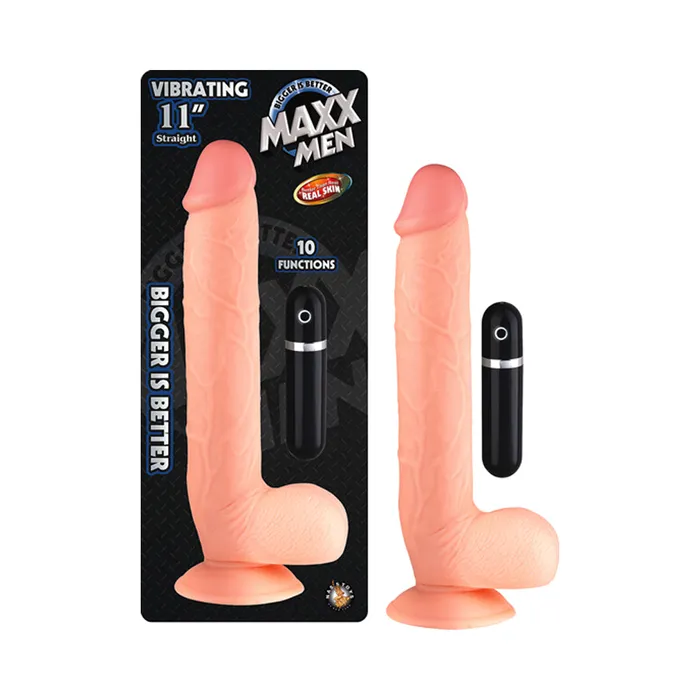 Dildos Fairvillacom Maxx Men Vibrating 11 inches Straight Dong Beige