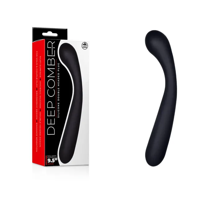 Dildos ShhhWndsr Deep Comber 24cm Curved Double Ended Dildo Black Dildos ShhhWndsr Deep Comber 24cm Curved Double Ended Dildo Black