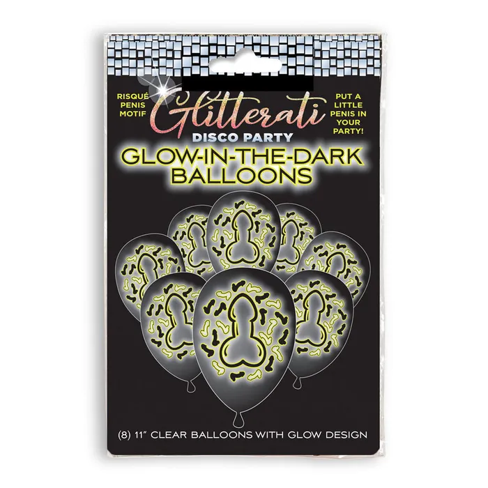 Dildos ShhhWndsr Glitterati Glow In The Dark Dick Pick Balloons 8 pack