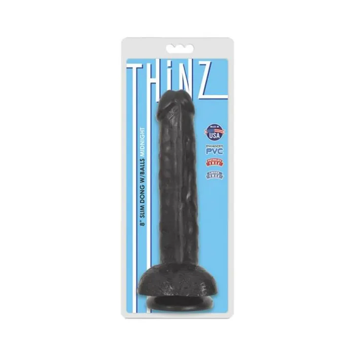 Dildos Thinz 8 Inch Slim Dildo With Balls Black Fairvillacom