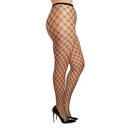 Double Knitted Fence Net Pantyhose Black QN Fairvillacom Anal