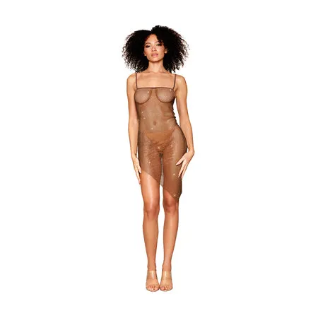 Dreamgirl Fishnet Rhinestone Chemise Espresso M Fairvillacom Vibrators
