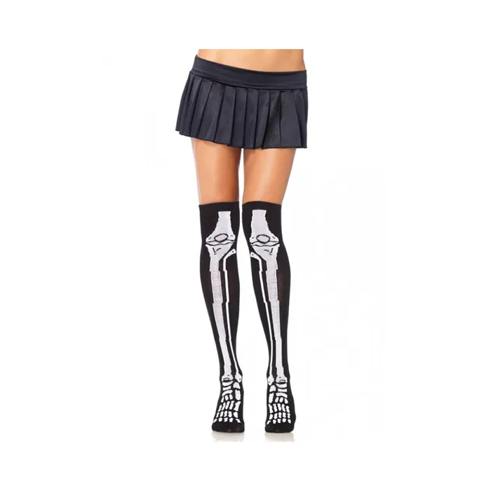 Fairvillacom Anal Acrylic Skeleton Over The Knee Socks Os Blackwhite