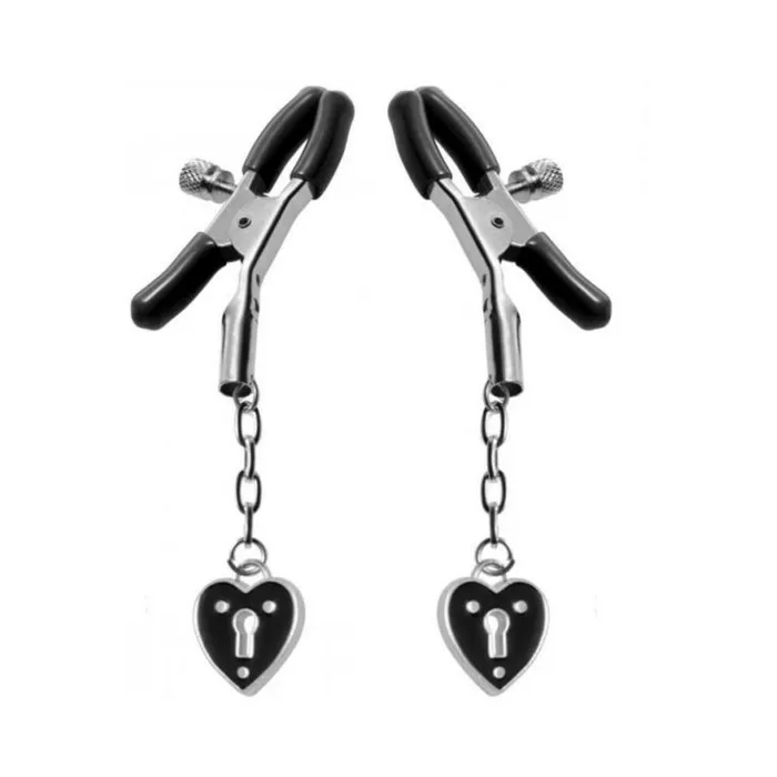 Fairvillacom Anal Charmed Heart Padlock Nipple Clamps Black Fairvillacom Anal Charmed Heart Padlock Nipple Clamps Black