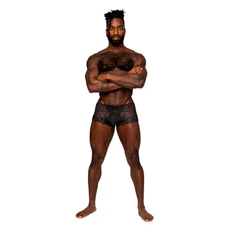 Fairvillacom Anal Male Power Sassy Lace Mini Short Sheer Pouch Black M