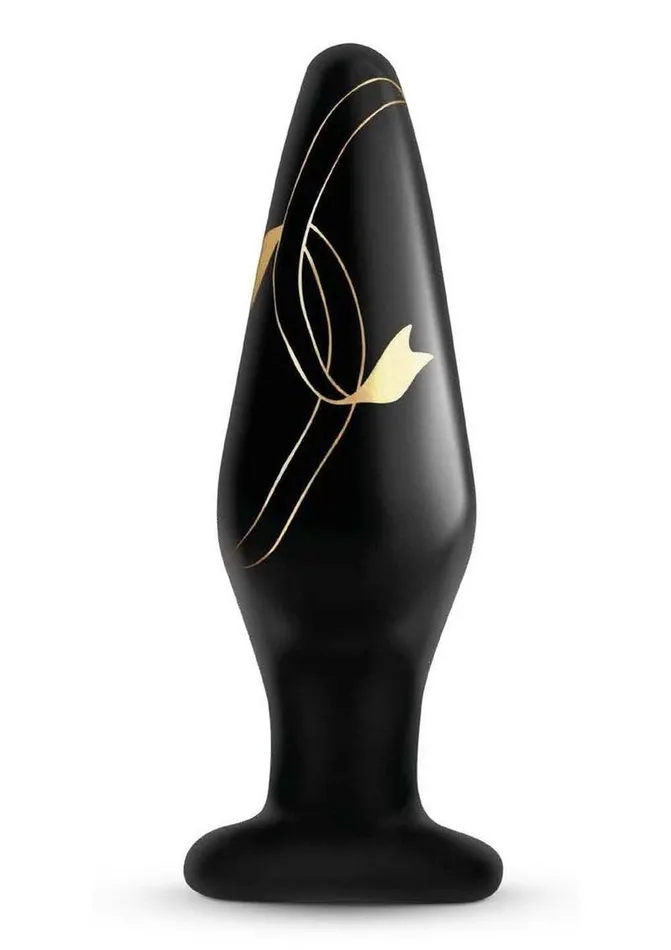 Fairvillacom Anal Secret Kisses 45 Handblown Glass Plug BlackGold